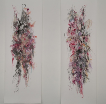 Two more female bodies 1 and 2 1800x 550mm each pastel pencil graphite on paper